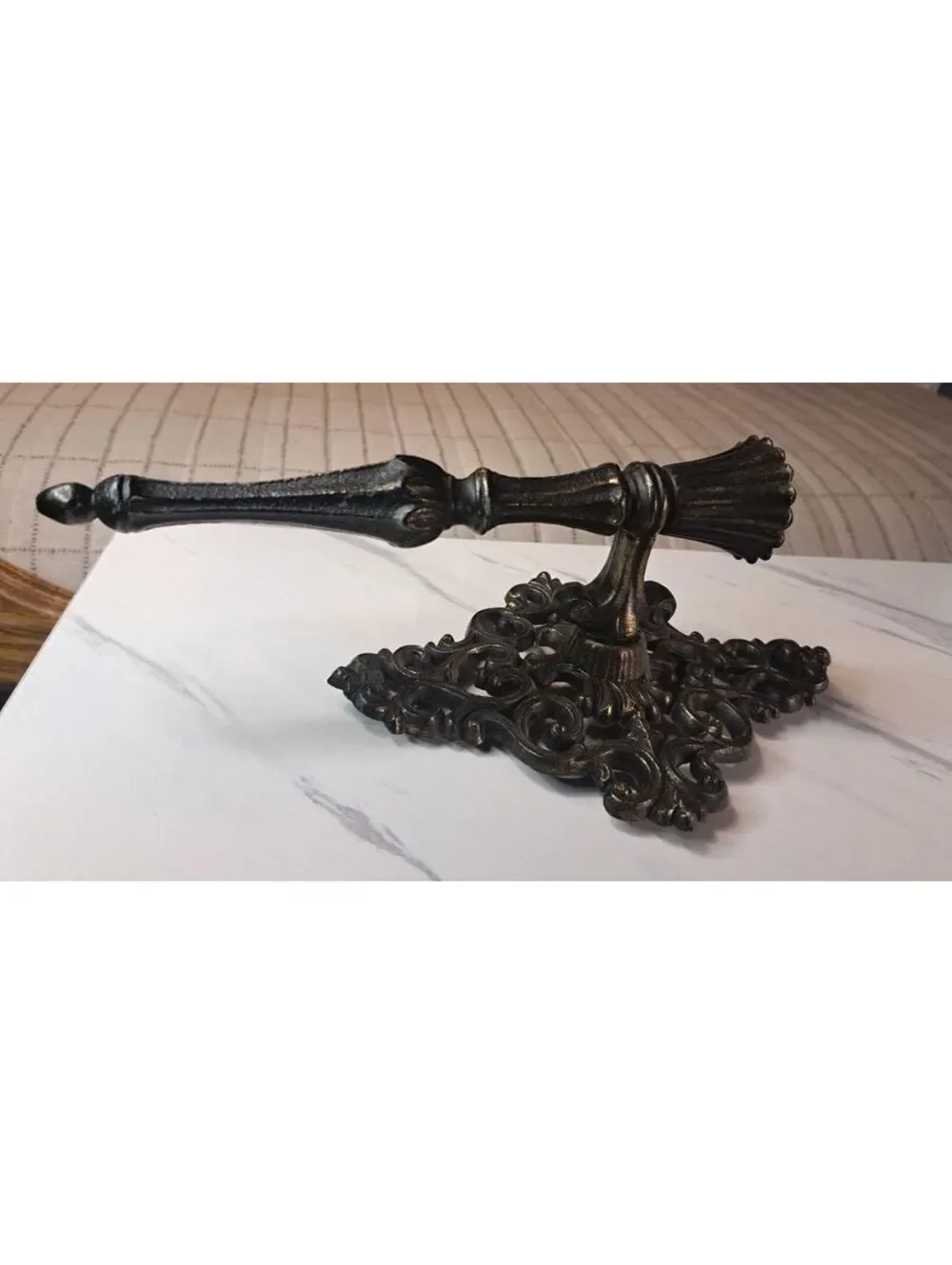 Vintage Ornate Black and Gold Ornate Gothic Cast Iron Wall Sconce